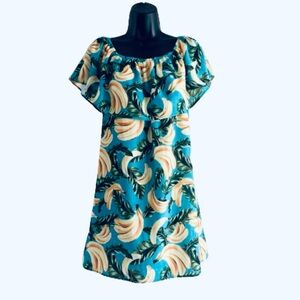Show Me Your Mumu Women’s Turquoise Blue Off Should Banana Mini Dress Size Large